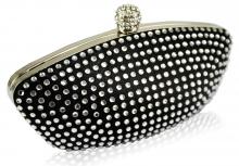 Svart, hardcase clutch med kristalldekor II