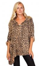 Brun-leopard tunikaskjorta