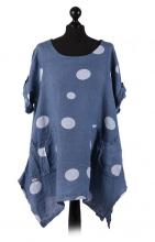 Denim polkadot tunika med fickor