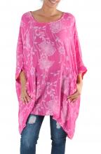 Pink-mönstrad tunika-poncho